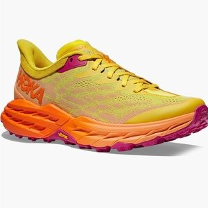 Hoka Vibrant Yellow and Orange Athletic Shoes with Breathable Mesh